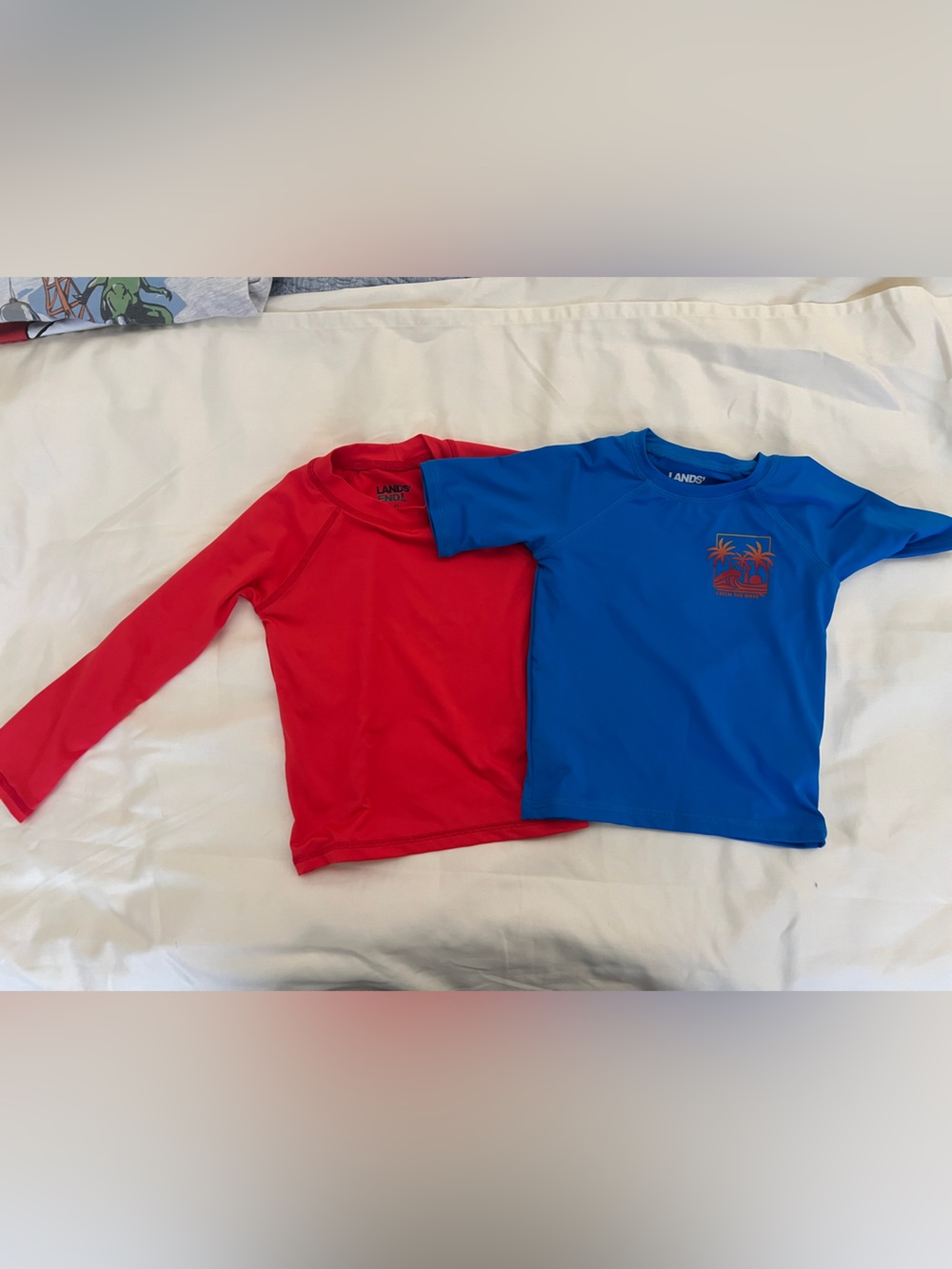 Lands' End Kids Long-Sleeve Rash Top Set - Red & Blue